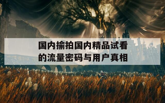 国内揄拍国内精品试看的流量密码与用户真相