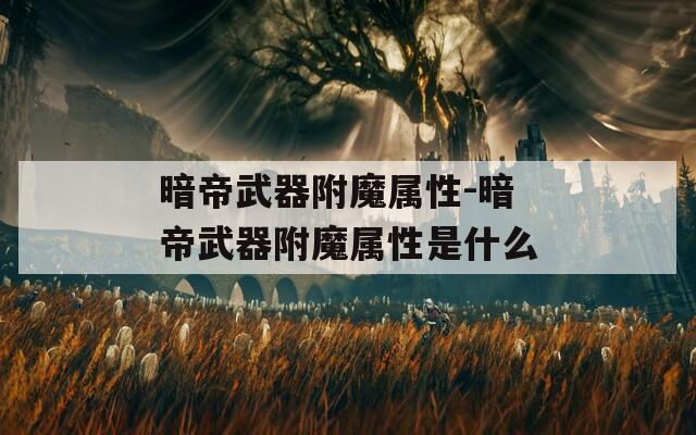 暗帝武器附魔属性-暗帝武器附魔属性是什么